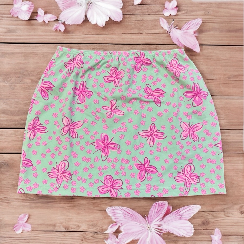 Vintage Y2K Lilly Pulitzer Green Butterfly Mini Skit Size M